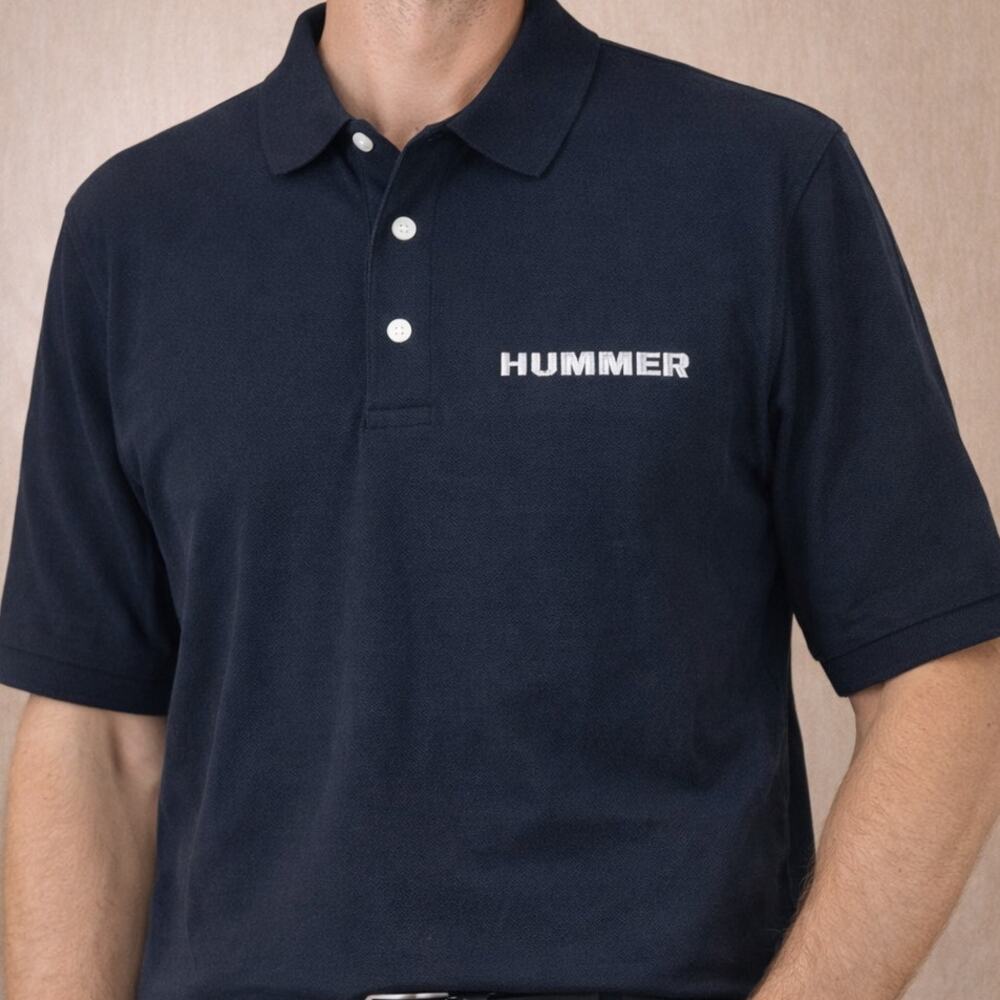 Devon & Jones Hummer Logo Polo Shirt Mens‎ Large Navy Blue Pima Cotton